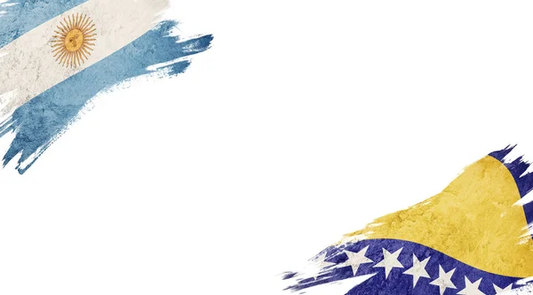 Σημαίες της Αργεντινής και της Βοσνίας και Ερζεγοβίνης στο White Backgrou — Φωτογραφία Αρχείου